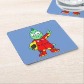 Illustratie van een Allosaurus autocoureur. Kartonnen Onderzetters (Schuin)