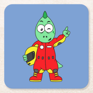 Illustratie van een Allosaurus autocoureur. Kartonnen Onderzetters