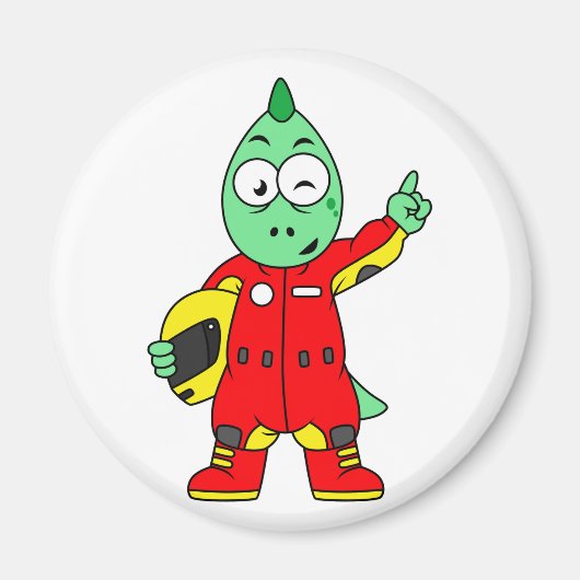 Illustratie van een Allosaurus autocoureur. Magneet (Voorkant)