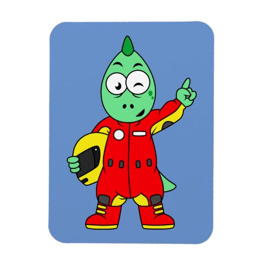 Illustratie van een Allosaurus autocoureur. Magneet (Verticaal)