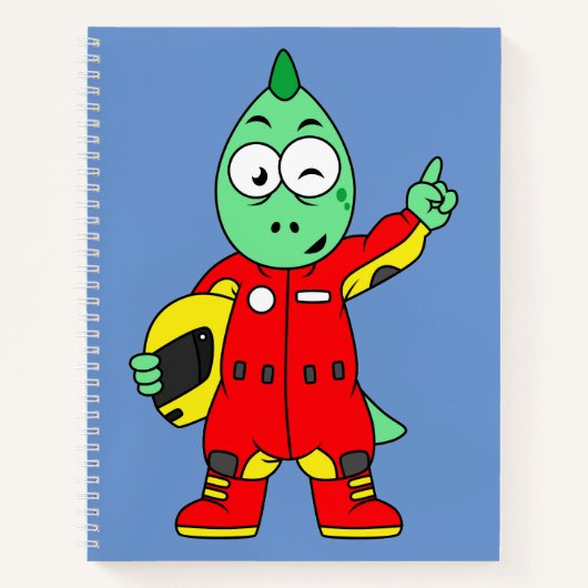 Illustratie van een Allosaurus autocoureur. Notitieboek (Voorkant)