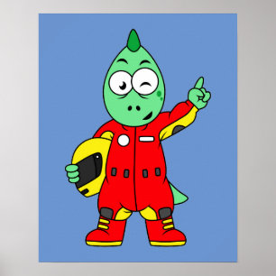 Illustratie van een Allosaurus autocoureur. Poster