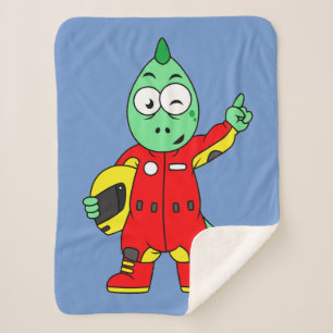 Illustratie van een Allosaurus autocoureur. Sherpa Deken