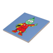 Illustratie van een Allosaurus autocoureur. Tegeltje (Zijkant)