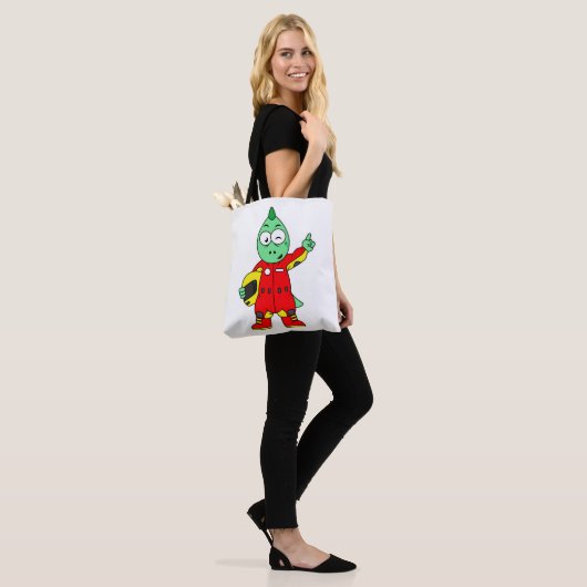Illustratie van een Allosaurus autocoureur. Tote Bag (Op model)
