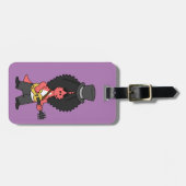 Illustratie van een Allosaurus gekleed als rockste Bagagelabel (Voorkant horizontaal)