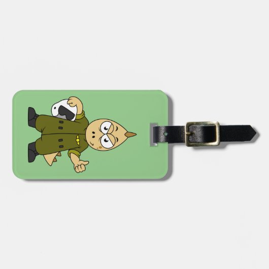 Illustratie van een Allosaurus Jet Pilot. Bagagelabel (Voorkant horizontaal)