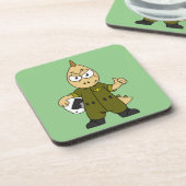 Illustratie van een Allosaurus Jet Pilot. Bier Onderzetter (Linkerzijde)