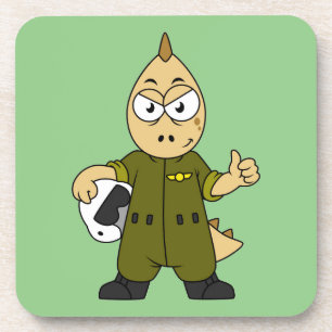 Illustratie van een Allosaurus Jet Pilot. Bier Onderzetter