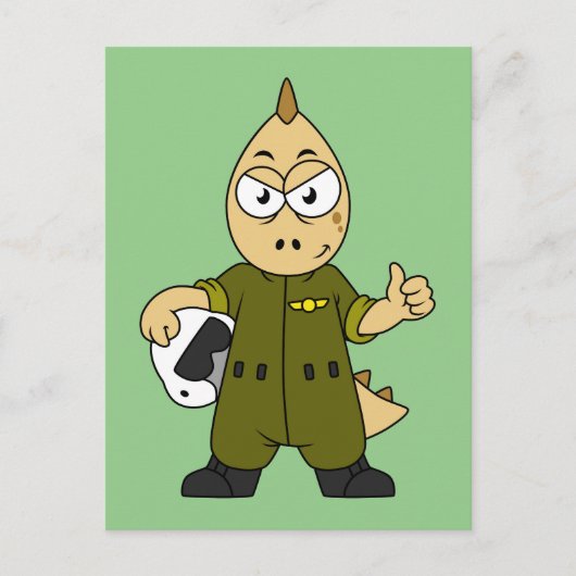 Illustratie van een Allosaurus Jet Pilot. Briefkaart (Voorkant)