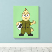 Illustratie van een Allosaurus Jet Pilot. Canvas Afdruk (Insitu (Houten vloer))