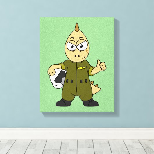 Illustratie van een Allosaurus Jet Pilot. Canvas Afdruk (Insitu (Houten vloer))