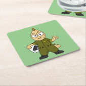 Illustratie van een Allosaurus Jet Pilot. Kartonnen Onderzetters (Schuin)