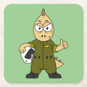 Illustratie van een Allosaurus Jet Pilot. Kartonnen Onderzetters