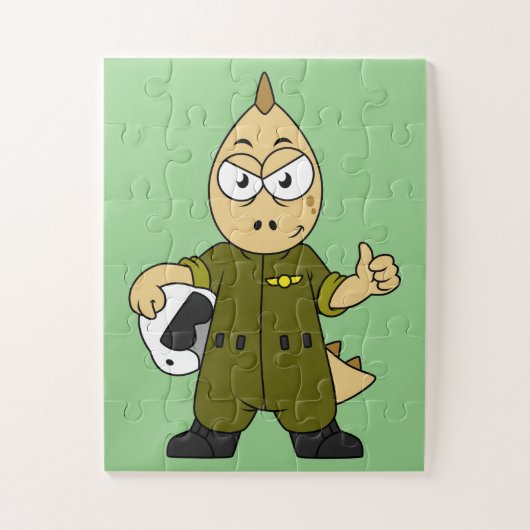 Illustratie van een Allosaurus Jet Pilot. Legpuzzel (Verticaal)