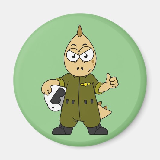 Illustratie van een Allosaurus Jet Pilot. Magneet (Voorkant)