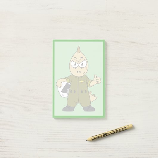 Illustratie van een Allosaurus Jet Pilot. Post-it® Notes (Op bureau)