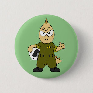 Illustratie van een Allosaurus Jet Pilot. Ronde Button 5,7 Cm