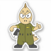Illustratie van een Allosaurus Jet Pilot. Sticker (Voorkant)