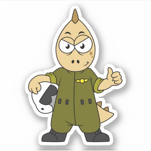 Illustratie van een Allosaurus Jet Pilot. Sticker (Voorkant)