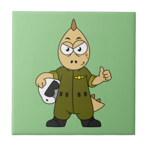 Illustratie van een Allosaurus Jet Pilot. Tegeltje