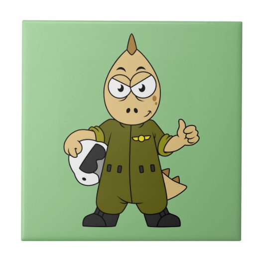 Illustratie van een Allosaurus Jet Pilot. Tegeltje (Voorkant)