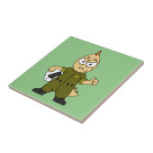 Illustratie van een Allosaurus Jet Pilot. Tegeltje (Zijkant)