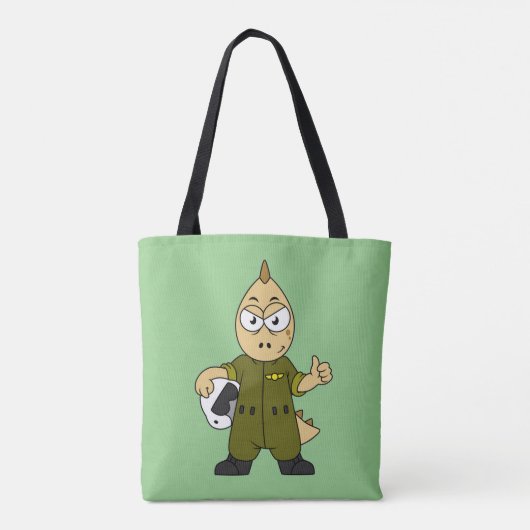 Illustratie van een Allosaurus Jet Pilot. Tote Bag (Achterkant)