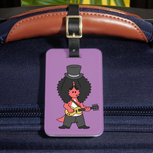 Illustratie van een allosaurus verkleed als rockst bagagelabel (Voorkant Insitu 2)