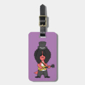 Illustratie van een allosaurus verkleed als rockst bagagelabel (Voorkant verticaal)