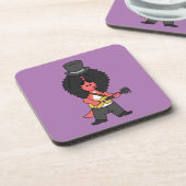 Illustratie van een allosaurus verkleed als rockst bier onderzetter (Linkerzijde)