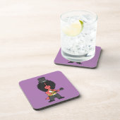 Illustratie van een allosaurus verkleed als rockst bier onderzetter (Rechterzijde)