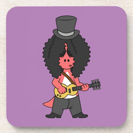 Illustratie van een allosaurus verkleed als rockst bier onderzetter (Voorkant)