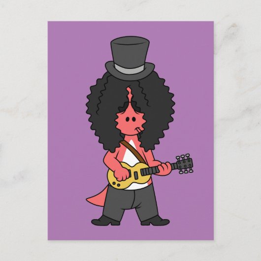 Illustratie van een allosaurus verkleed als rockst briefkaart (Voorkant)