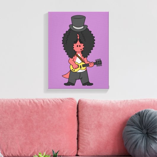 Illustratie van een allosaurus verkleed als rockst canvas afdruk (Insitu (Woonkamer))