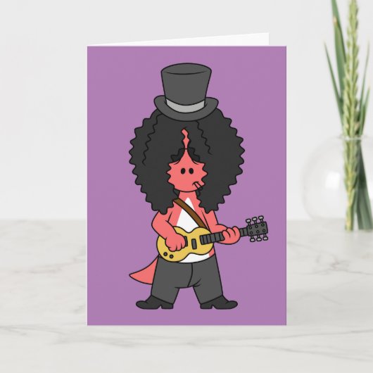 Illustratie van een allosaurus verkleed als rockst kaart (Voorkant)