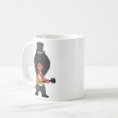 Illustratie van een allosaurus verkleed als rockst koffiemok (Voorkant links)