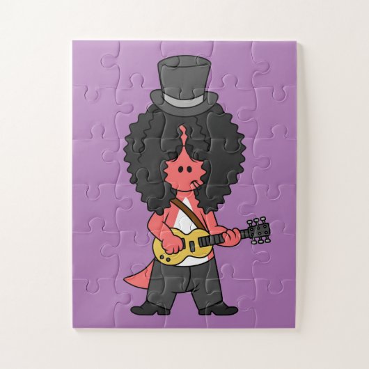 Illustratie van een allosaurus verkleed als rockst legpuzzel (Verticaal)