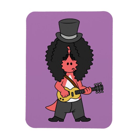 Illustratie van een allosaurus verkleed als rockst magneet (Verticaal)