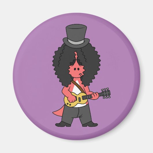 Illustratie van een allosaurus verkleed als rockst magneet (Voorkant)