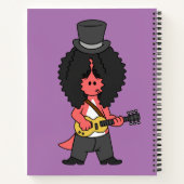 Illustratie van een allosaurus verkleed als rockst notitieboek (Achterkant)