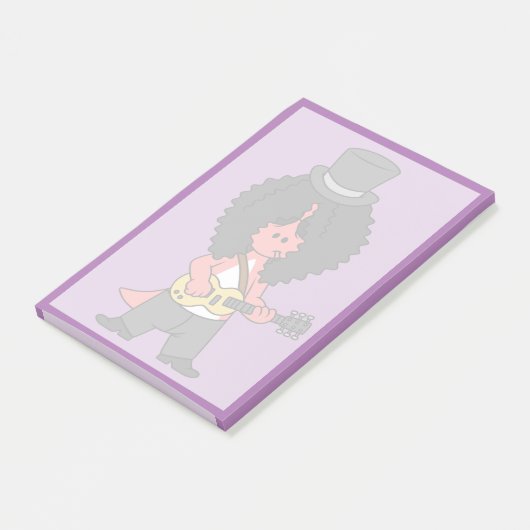 Illustratie van een allosaurus verkleed als rockst post-it® notes (Schuin)