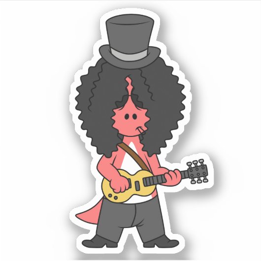 Illustratie van een allosaurus verkleed als rockst sticker (Voorkant)