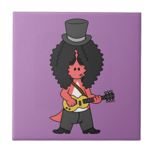 Illustratie van een allosaurus verkleed als rockst tegeltje