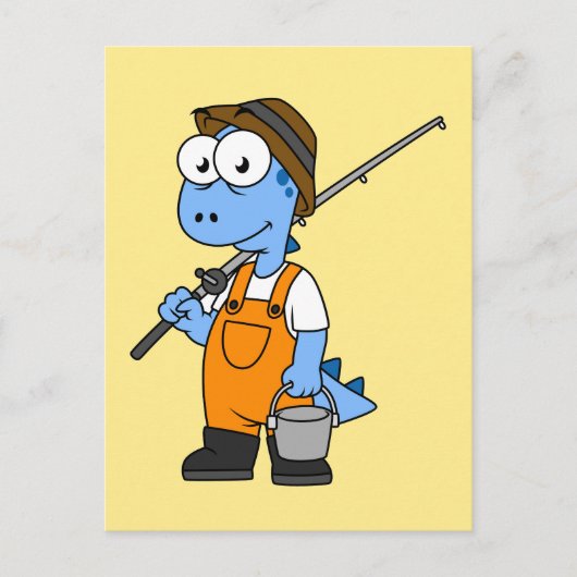 Illustratie van een Allosaurus-visser. Briefkaart (Voorkant)