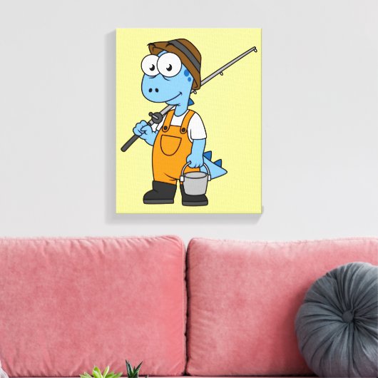 Illustratie van een Allosaurus-visser. Canvas Afdruk (Insitu (Woonkamer))