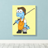 Illustratie van een Allosaurus-visser. Canvas Afdruk (Insitu (Houten vloer))