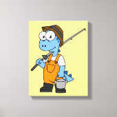 Illustratie van een Allosaurus-visser. Canvas Afdruk (Voorkant)