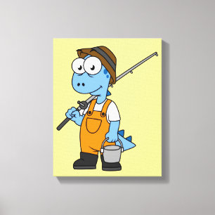 Illustratie van een Allosaurus-visser. Canvas Afdruk