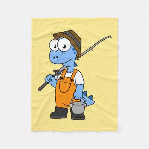 Illustratie van een Allosaurus-visser. Fleece Deken